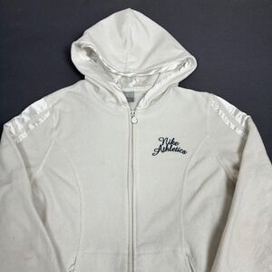 Y2K Nike Athletics Women's White Full Zip Hoodie Size Medium